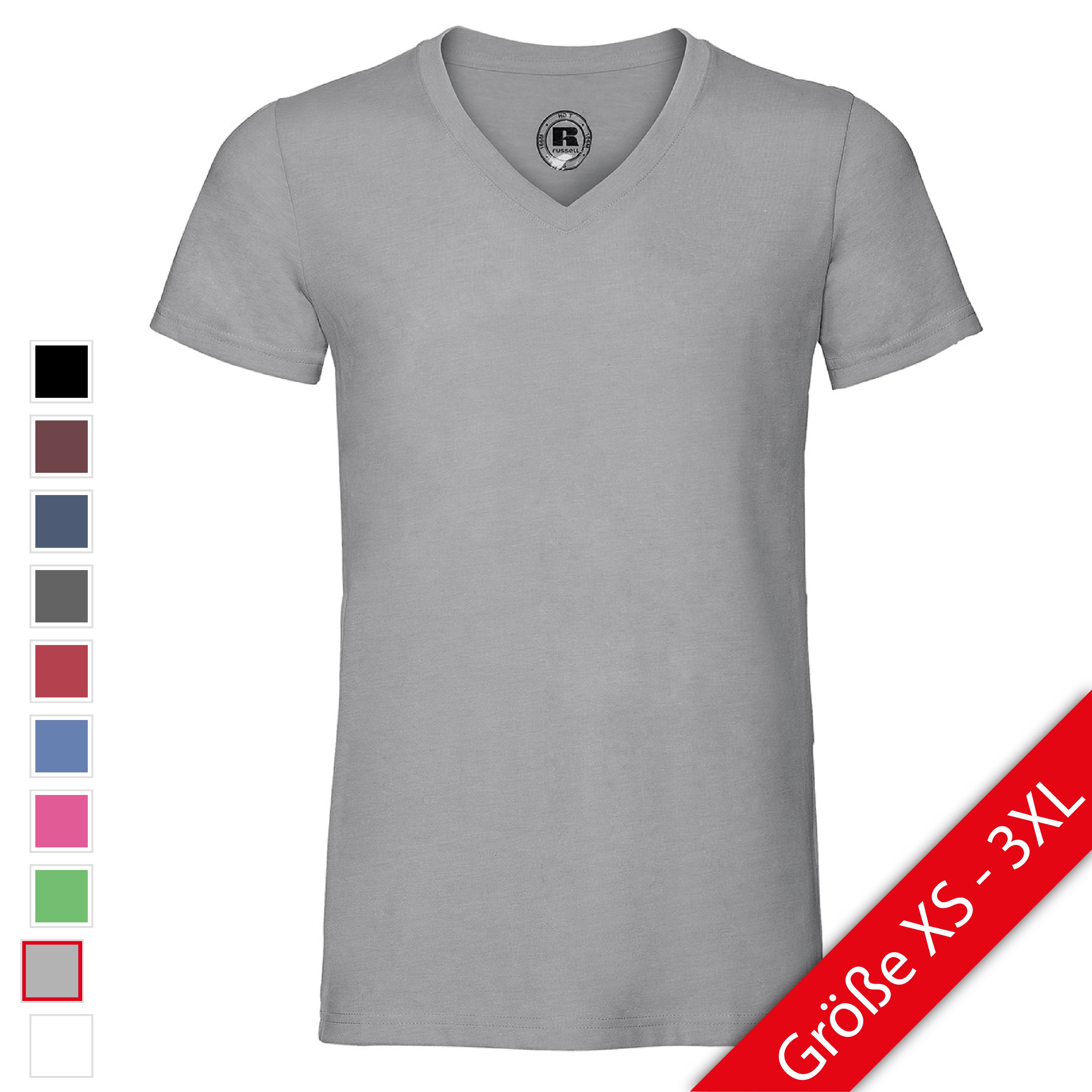 Herren T-Shirt V-Neck Sport Slimfit Shirt Figurbetont Loom Basic Plain