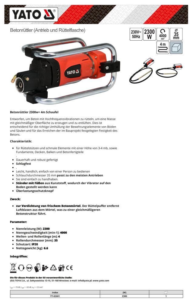 Betonrüttler 850W / 1300W - Vibrationsflasche Für Betonarbeiten Mit 1m Schlauch