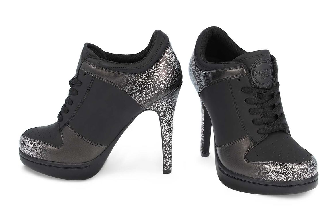 missy  BLACK MANDALA 2.0 black / silver SNEAKER HIGH HEELS | MISSY