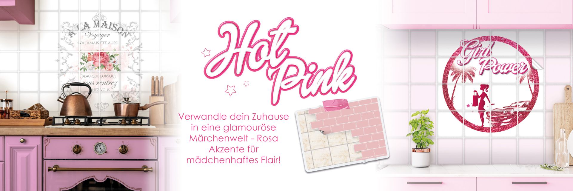 Fliesenaufkleber Pink und Rosa