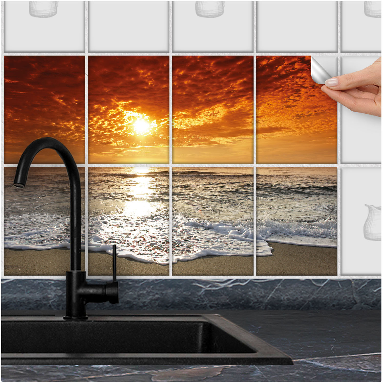 Wandsticker Für Küche Dusche Fliesenaufkleber 19,5 X 19,5 Cm Für