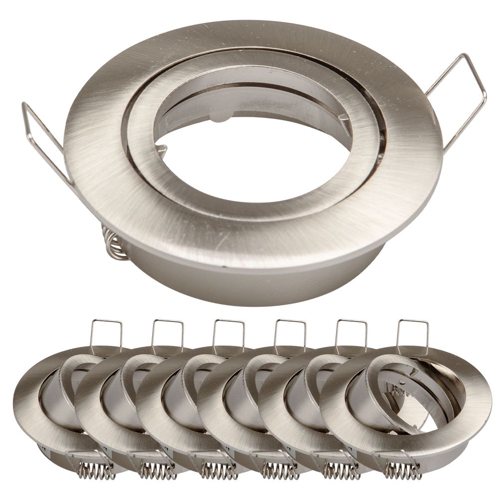 Paket] 6x Einbaurahmen MR16 SET Satin-Nickel 818-SN Ø65 mm IP20  