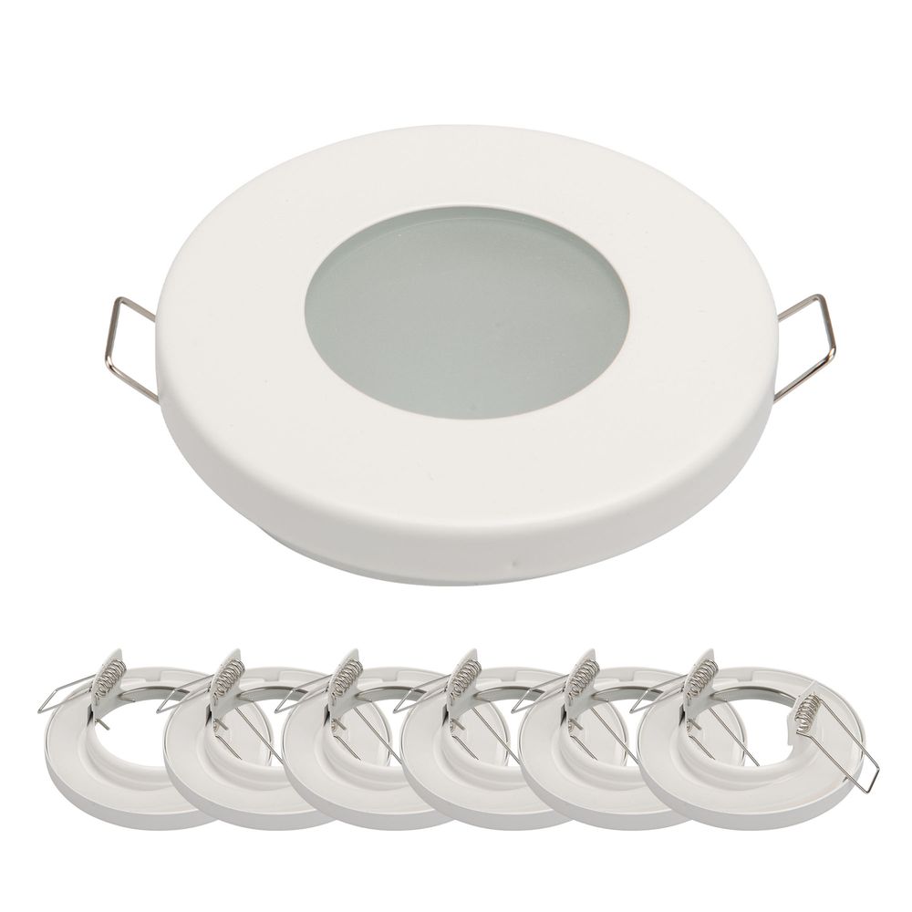 Paket] 6x Einbaurahmen Mattweiß 651-MW Ø60 mm für Leuchtmittel 