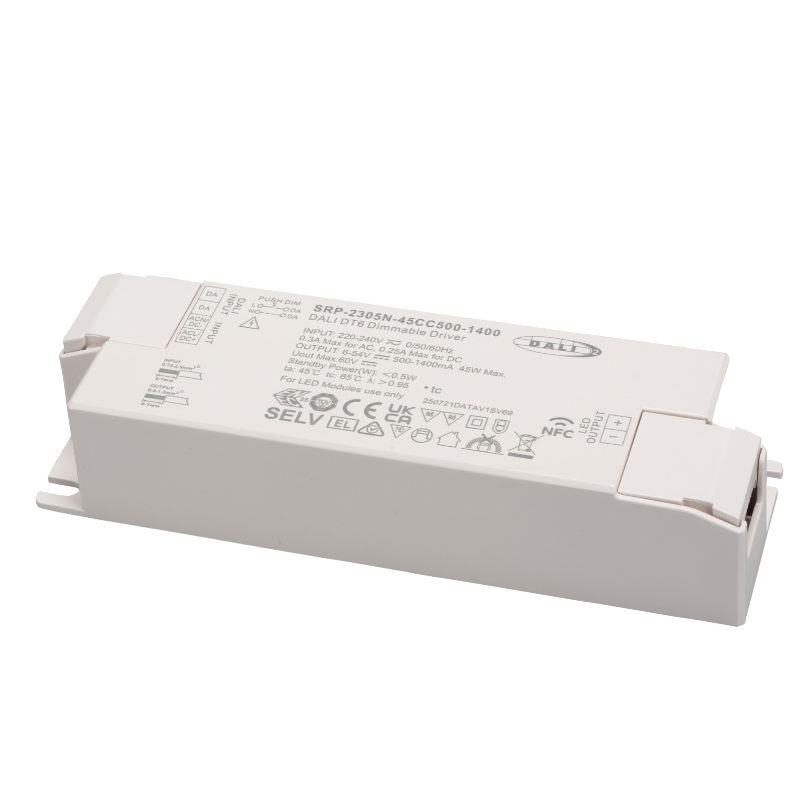CONNEX SRP-2305N-45CC500-1400 Dali / PUSH DT6 NFC Netzteil bis 45W 500-1400mA