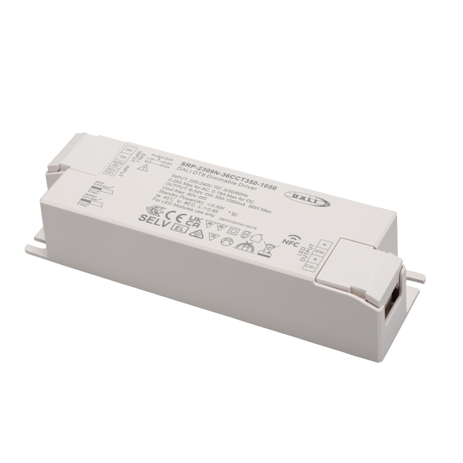 CONNEX SRP-2309N-36CCT350-1050 Dali / PUSH DT8 NFC CCT Netzteil bis 36W 350-1050mA