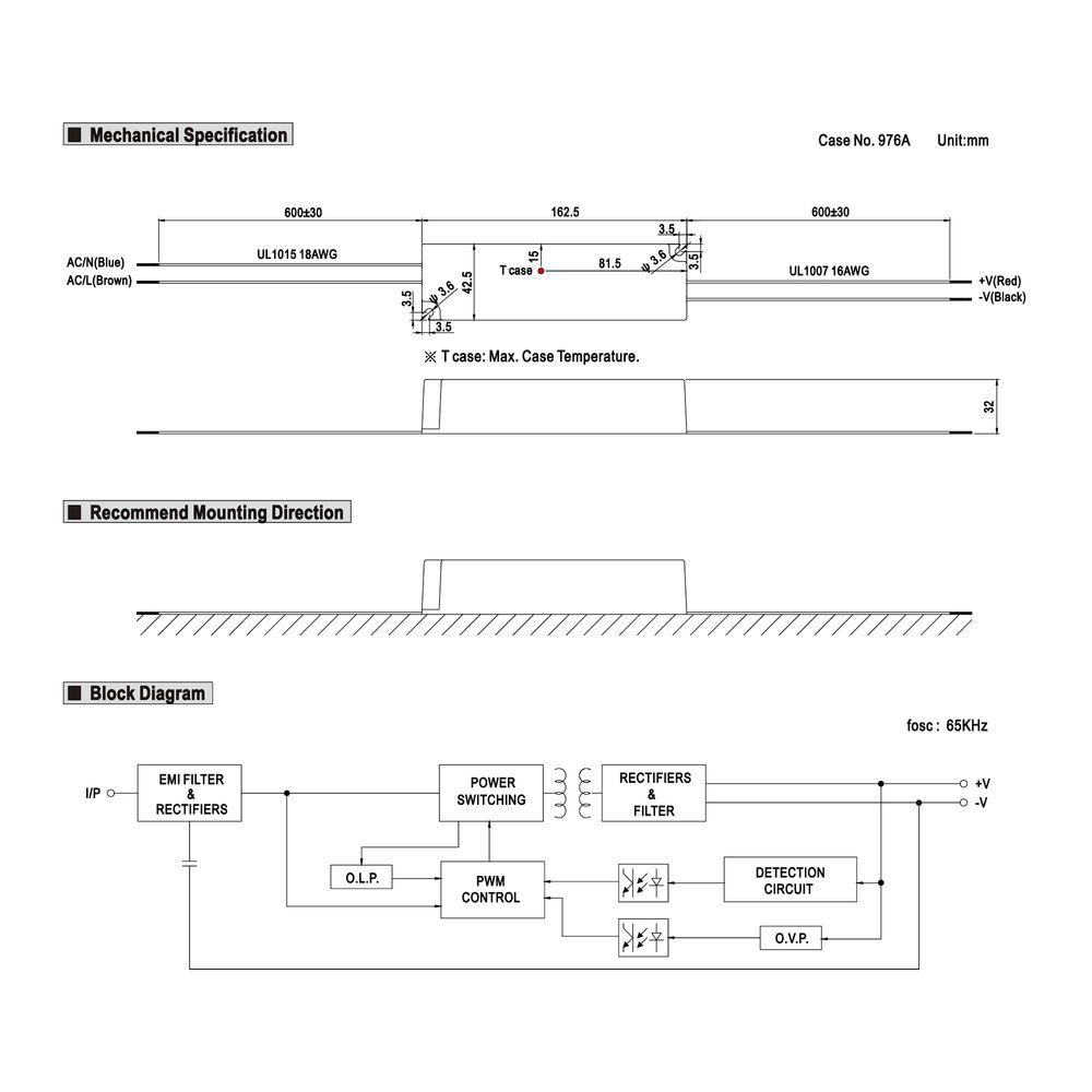 Alimentatore MeanWell SNT Esterno 60W 12V/5A Medicale - GSM60A12-P1J