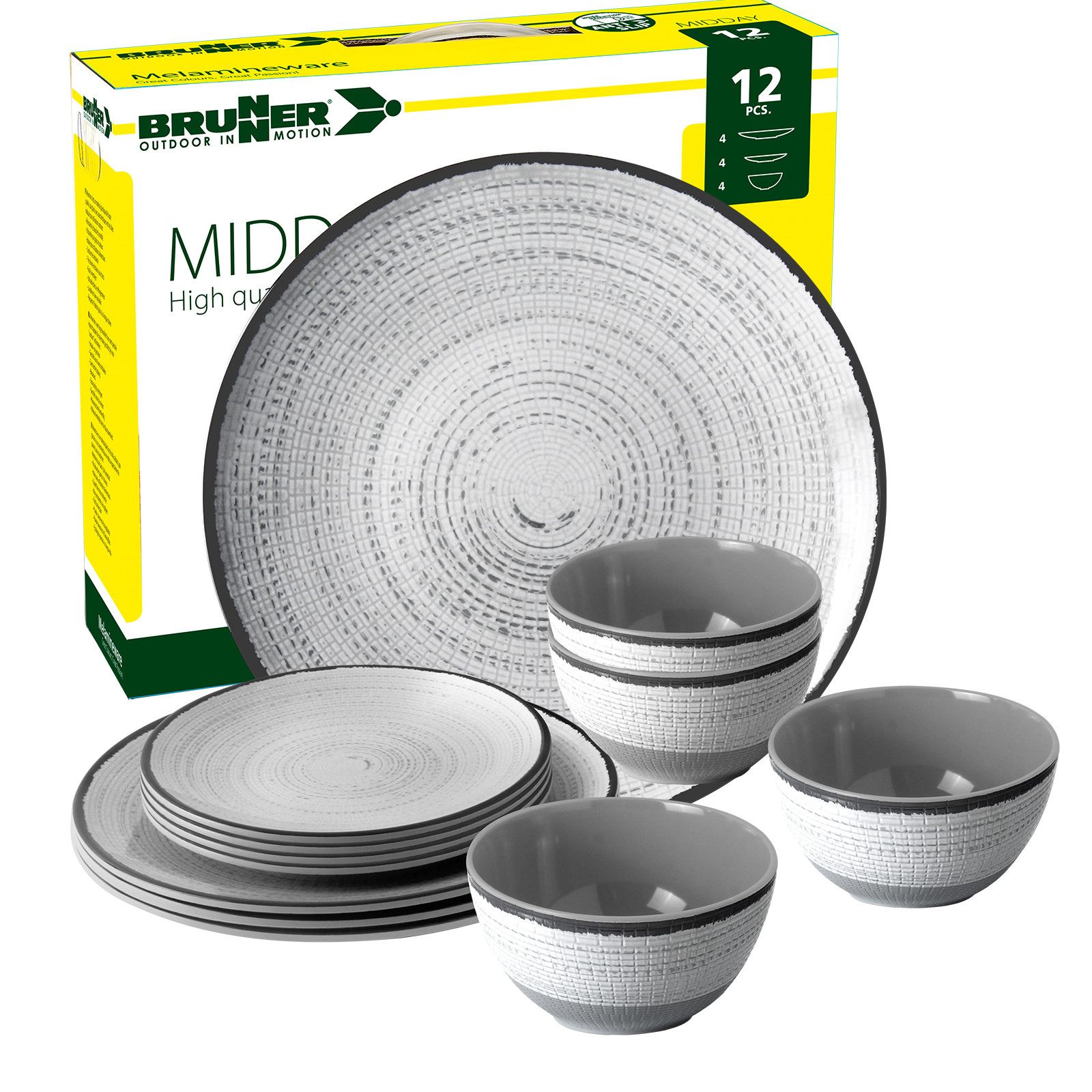 Melamin Geschirr Set Camping Geschirrset BRUNNER Tivoli 12, 16 oder 36