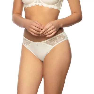 Vorderansicht Slip mit Spitze aus Mikrofaser für höchsten Tragekomfort in Farbe Pearl