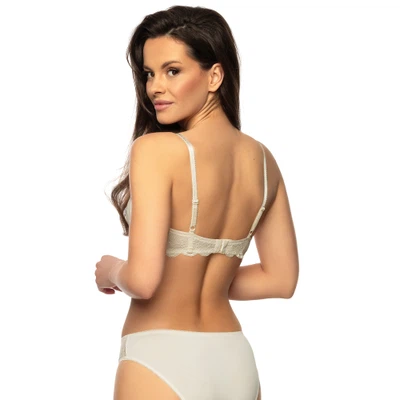 Rückansicht Schalen-BH mit Bügel mit gefütterten und gemoldeten Cupschalen mit Spitze in Farbe Pearl