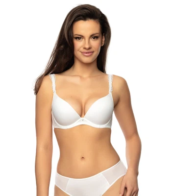 Vorderansicht Push-Up BH Multiway mit Bügel und austauschbaren abnehmbaren Trägern in Farbe Weiß