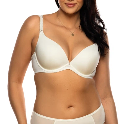 Vorderansicht Push-Up BH Multiway mit Bügel und austauschbaren abnehmbaren Trägern in Farbe Cream