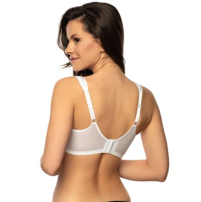 Rückansicht Bügel-BH mit nahtlos geformten Cups und Rosenmotiv in Farbe Weiß