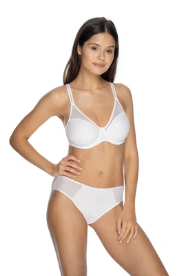 Vorderansicht Bügel-BH mit gemoldeten Spacercups mit zartem Tüll in Farbe Weiß