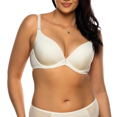 Vorderansicht Push-Up BH Multiway mit Bügel und austauschbaren abnehmbaren Trägern in Farbe Weiß