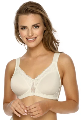 Vorderansicht Soft-BH ohne Bügel mit Komfortträgern und gemoldeten vorgeformten Cups in Farbe Cream