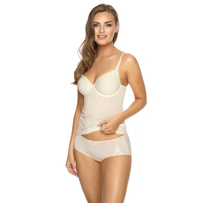 Vorderansicht BH-Hemd mit Bügel und gemoldeten vorgeformten Spacercups in Farbe Cream