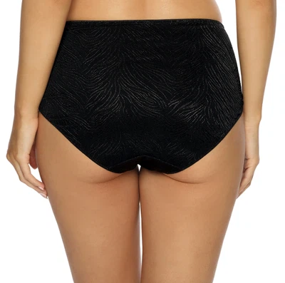 Rückansicht Taillenslip aus Mikrofaser mit Jaquard Muster in Farbe Schwarz