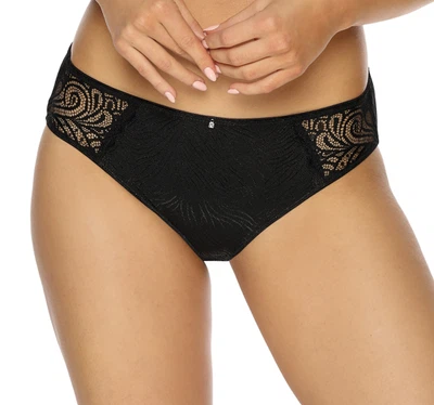 Vorderansicht Slip aus Mikrofaser und Jaquard Muster in Farbe Schwarz