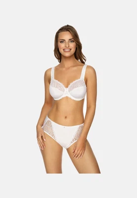 Vorderansicht Bügel-BH mit Spitze und breiten Komfortträgern in Farbe Weiß