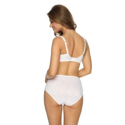 Rückansicht Bügel-BH mit Spitze und breiten Komfortträgern in Farbe Weiß