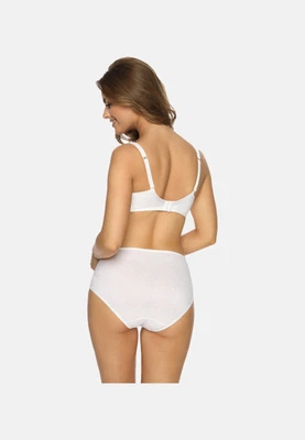 Rückansicht Bügel-BH mit Spitze und breiten Komfortträgern in Farbe Weiß