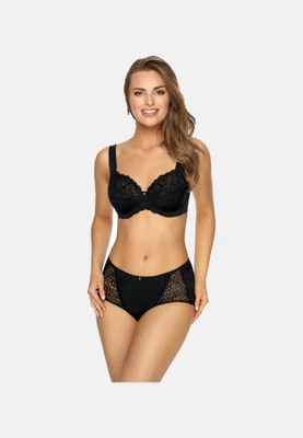 Vorderansicht Bügel-BH mit Spitze und breiten Komfortträgern in Farbe Schwarz