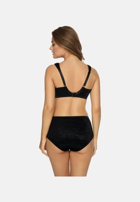 Rückansicht Bügel-BH mit Spitze und breiten Komfortträgern in Farbe Schwarz