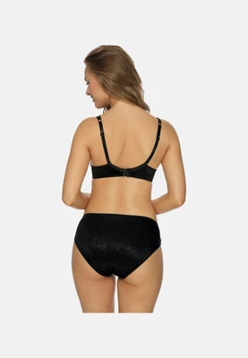 Rückansicht Bügel-BH mit gemoldeten vorgeformten Spacercups und breiten Komfortträgern in Farbe Schwarz