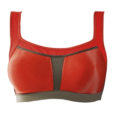 VIANIA Sport-BH 151430 Olympia ohne Bügel breite Entlastungsträger starker Halt High Function Farbe Rot Campari