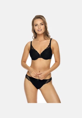 Vorderansicht Bügel-BH mit gemoldeten Spacercups in High Apex Form in Farbe Schwarz