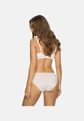 Rückansicht Bügel-BH mit genähten Cups mit Formbügeln und schmalen Trägern in Farbe Weiß