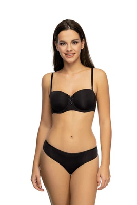 Vorderansicht Multiway Bügel-BH mit abnehmbaren Trägern Farbe Schwarz