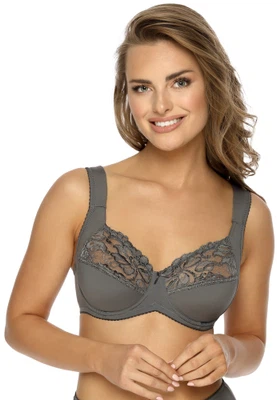 Vorderansicht Bügel-BH mit Komfortträgern und gemoldeten vorgeformten Cups in Farbe Grau Graphite