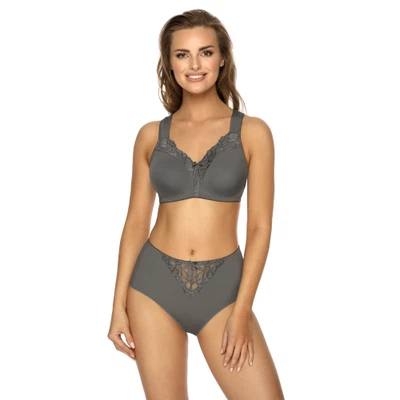 Vorderansicht Soft-BH ohne Bügel mit Komfortträgern und gemoldeten vorgeformten Cups in Farbe Grau Graphite