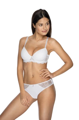 Vorderansicht Schalen-BH mit Bügel mit gefütterten und gemoldeten Cupschalen in Farbe Weiß