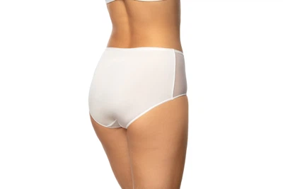 Rückansicht Taillenslip aus Mikrofaser mit Netzeinsätzen für jeden Tag in Farbe Weiß