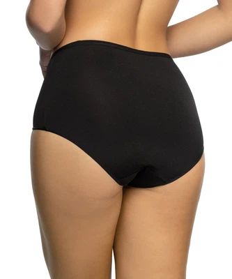 Rückansicht Taillenslip aus Mikrofaser mit Netzeinsätzen für jeden Tag in Farbe Schwarz