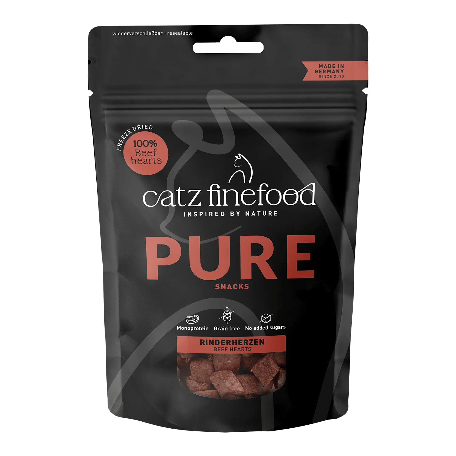 catz finefood Pure Rinderherzen 35 g Katzenleckerli natur Rind pur monoprotein 