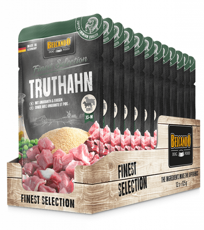 BELCANDO Truthahn mit Amaranth & Erbsen 12x125g Hundefutter Portionsbeutel nass