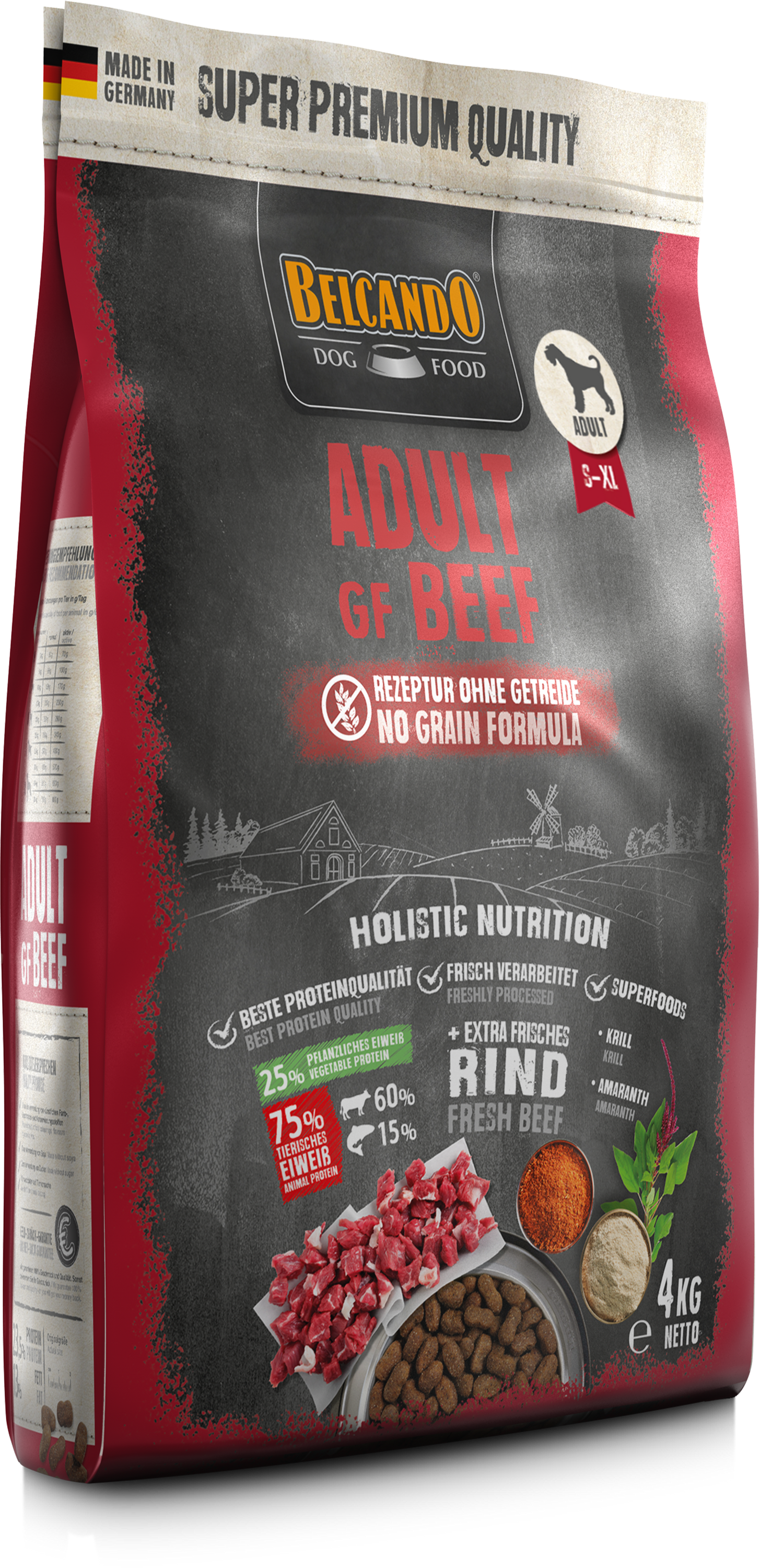 BELCANDO Trockenfutter Adult GF Beef 4 kg Hundefutter Getreidefrei Rind