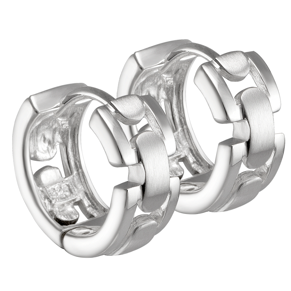 Vinani Klapp-Creolen Glieder mattiert glänzend Sterling Silber 925 Ohrringe  CRKG |