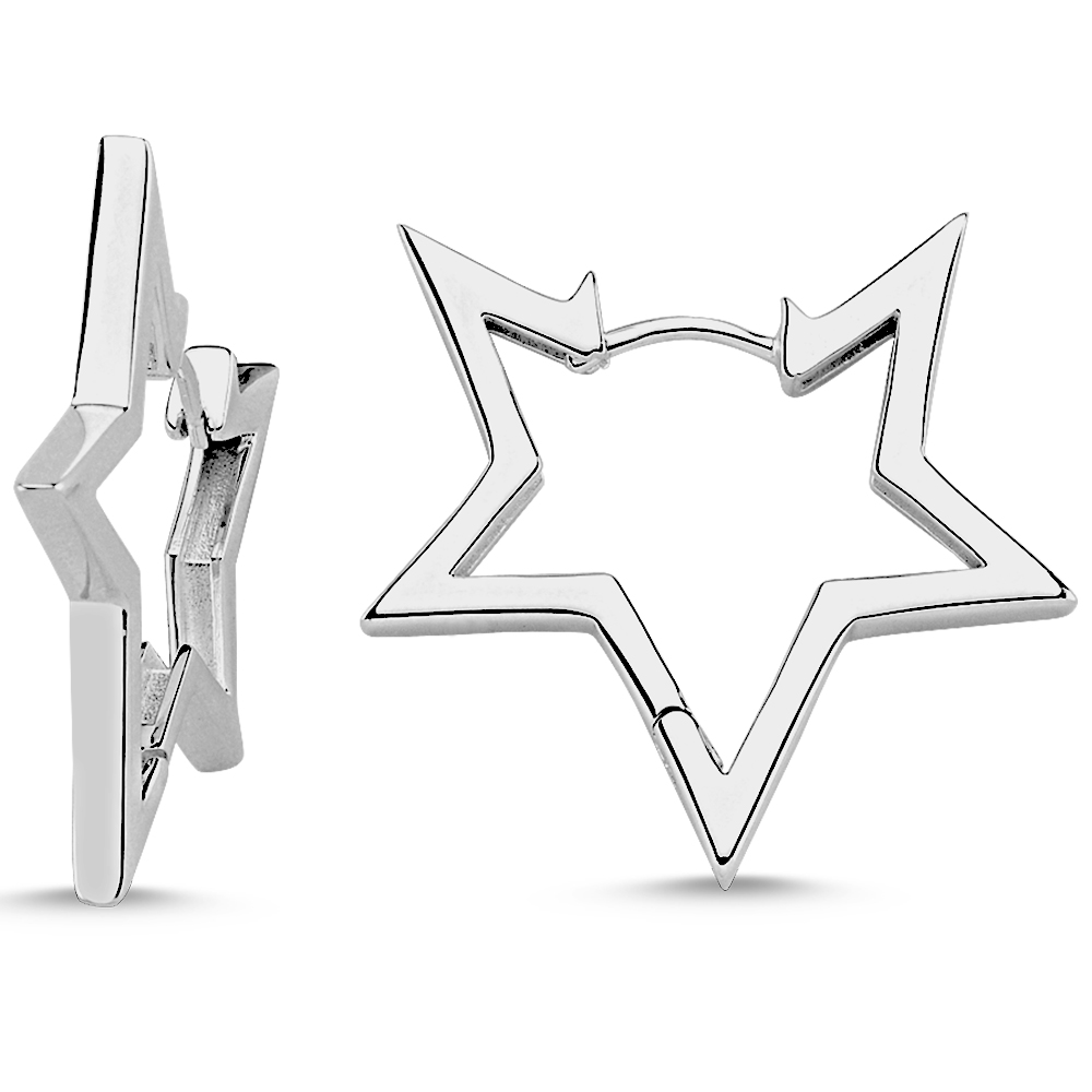 | Vinani 2CSR Klapp-Creolen Sterling Stern Silber Ohrringe 925 glänzend