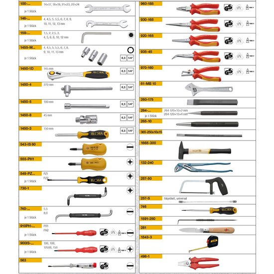 41++ Werkzeuge mit namen und bildern pdf , Werkzeugsortiment Elektriker WS10M 76 tlg. von Elora werkstattking.de