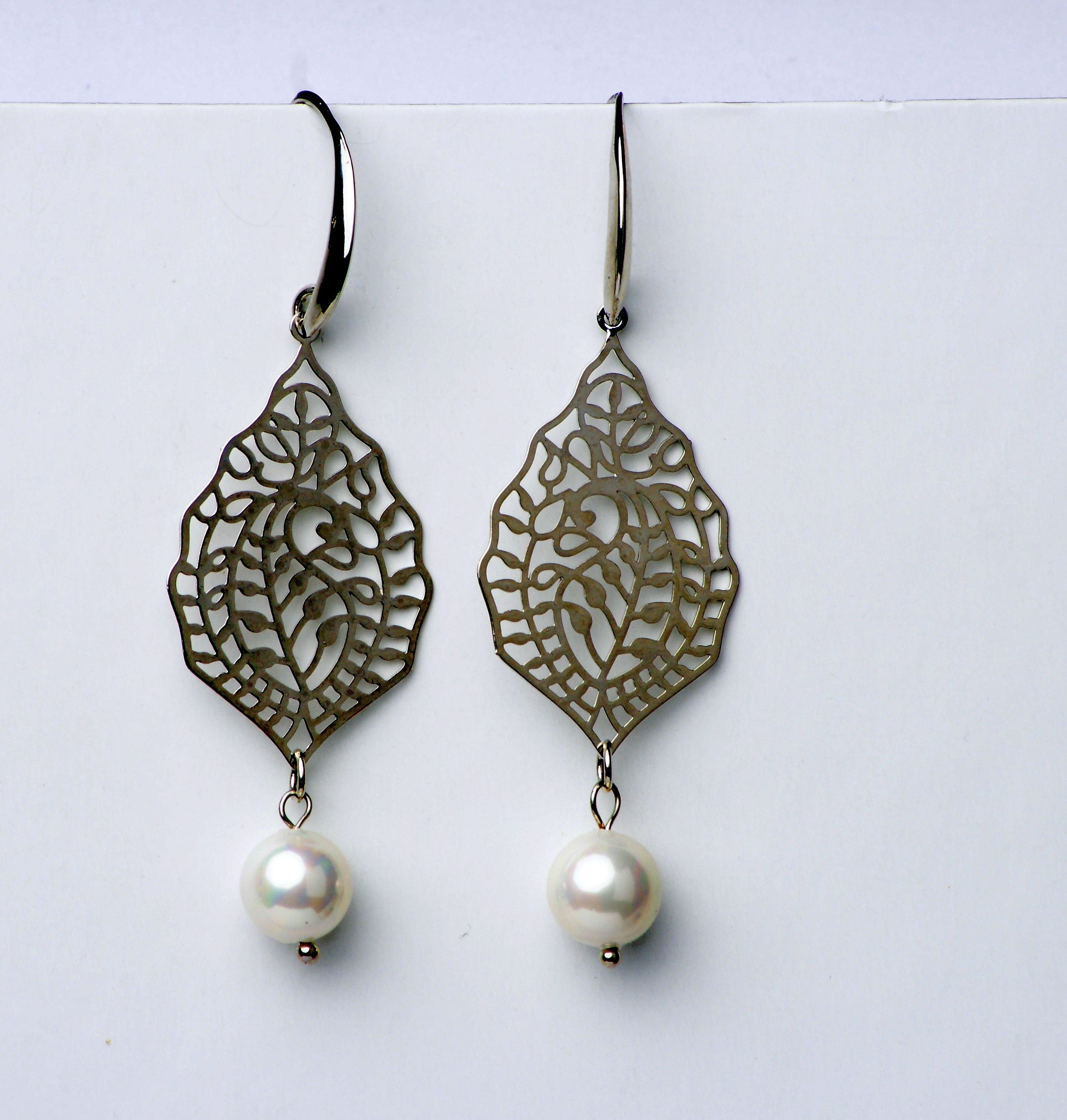 Modeschmuck Ohrringe von Sweet7 aus Metall  Perle in Silber