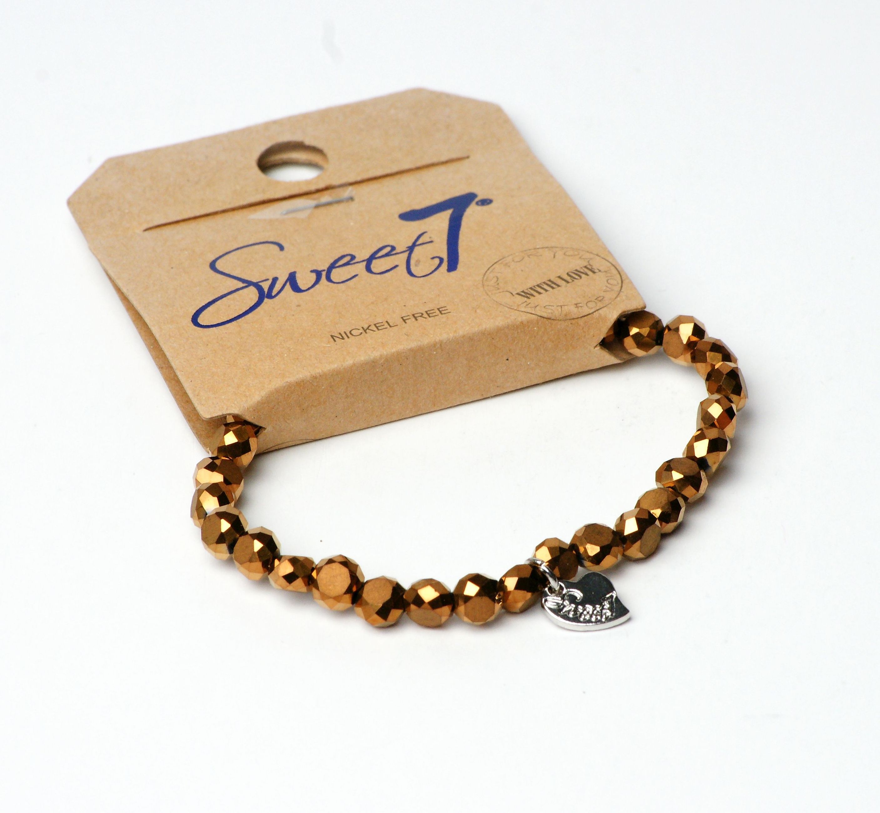 Modeschmuck Armband von Sweet7 aus Glasperlen in Braun  Bronze