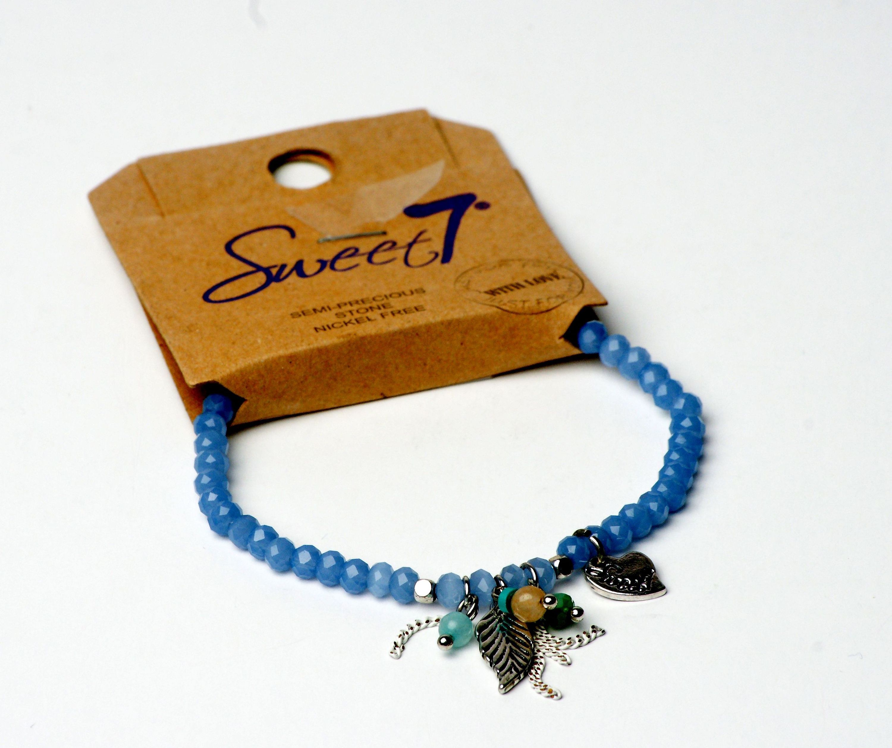 Modeschmuck Armband von Sweet7 aus Glasperlen in Blau  Silber