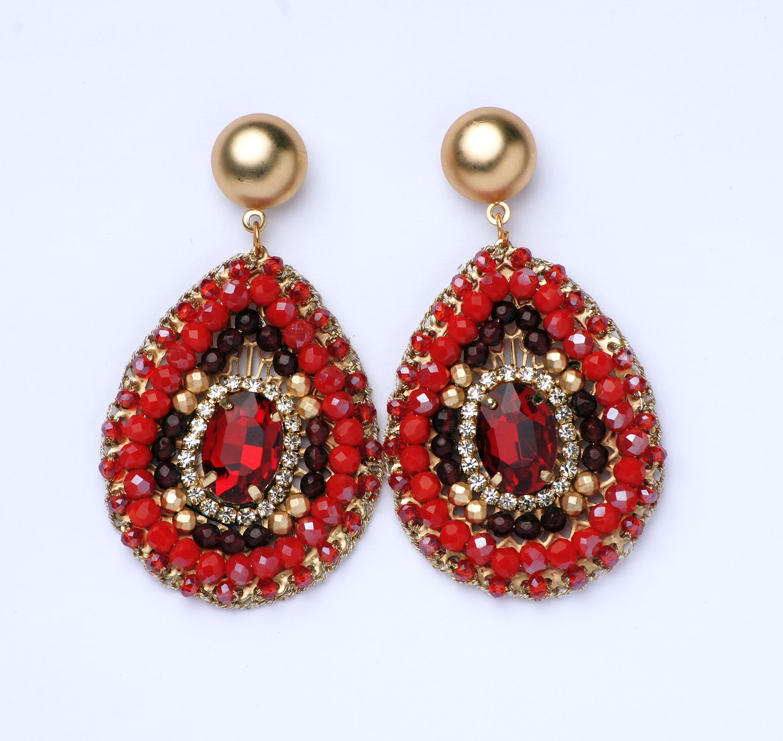 Modeschmuck Ohrringe von Sweet7 aus Perlen  Bergstein  in Rot