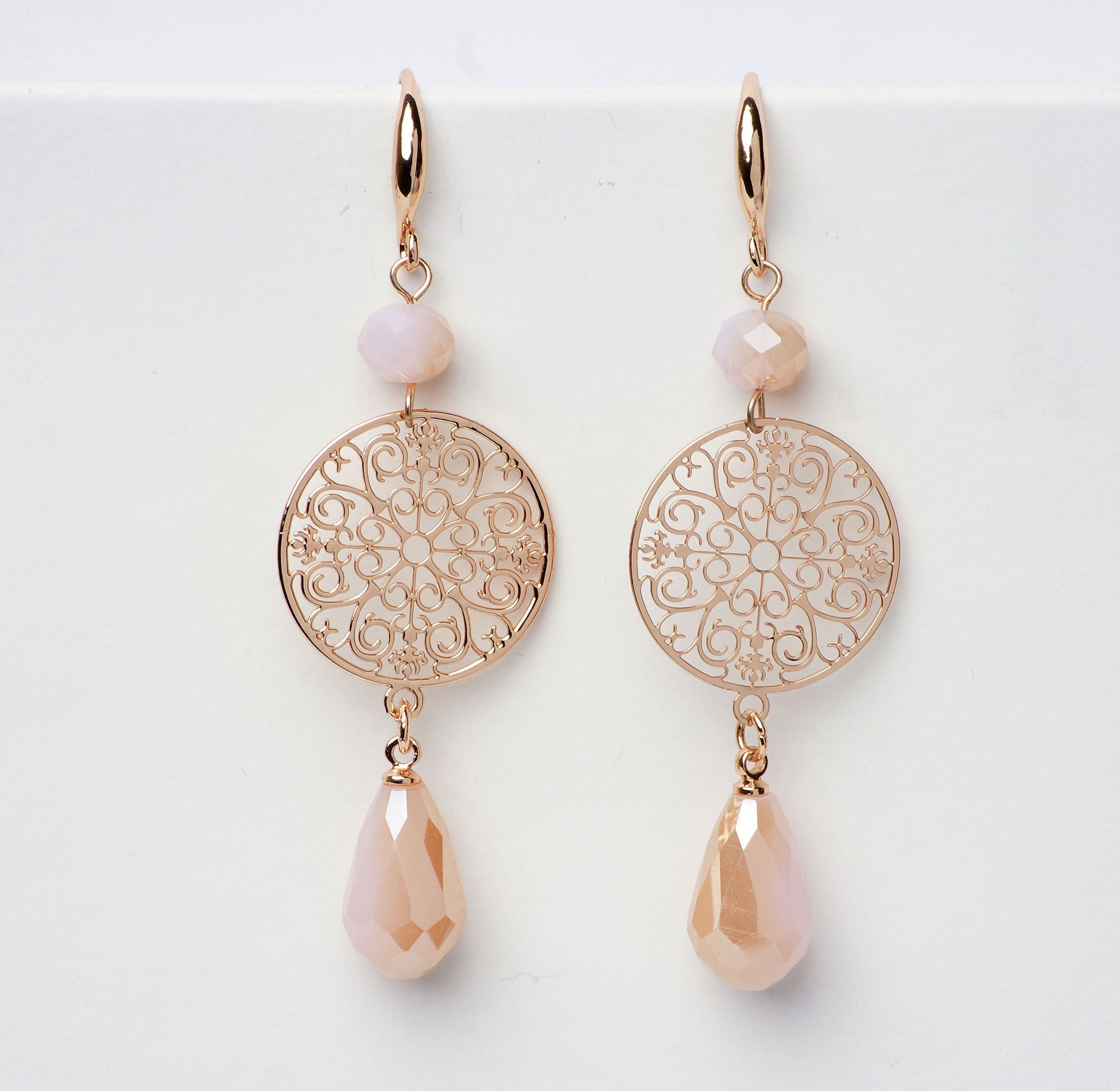 Modeschmuck Ohrringe von Sweet7 aus Metall  Glasperlen in Roségold