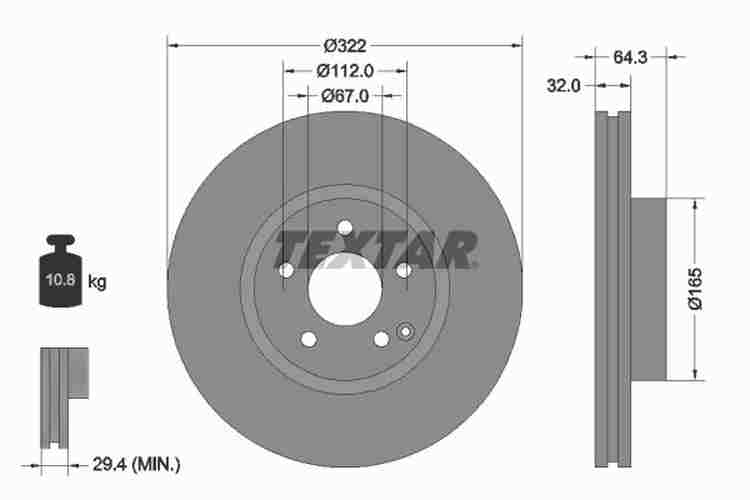 TEXTAR Bremsscheibe Artikel: 92163503 | DealBird - TOP Marken TOP 