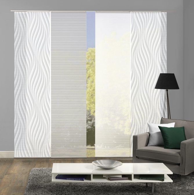 Schiebegardinen WAVE in Bambus-Optik, 260x60cm, Grau, blickdicht